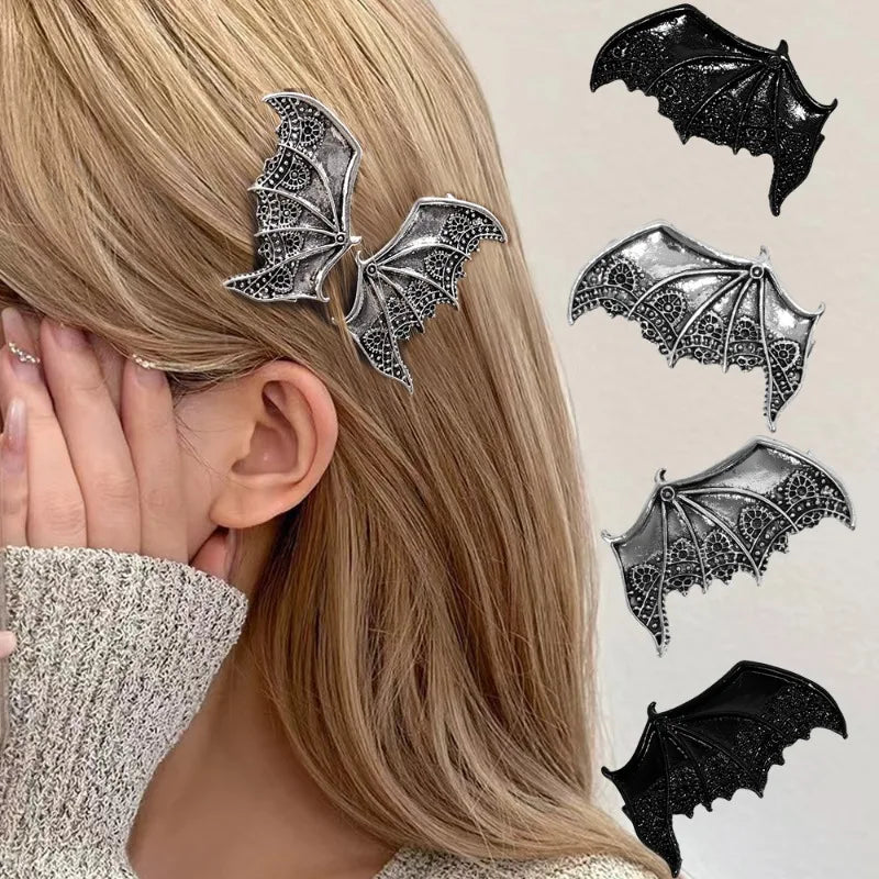 2pcs Black Bat Wings Hair Clip Pins