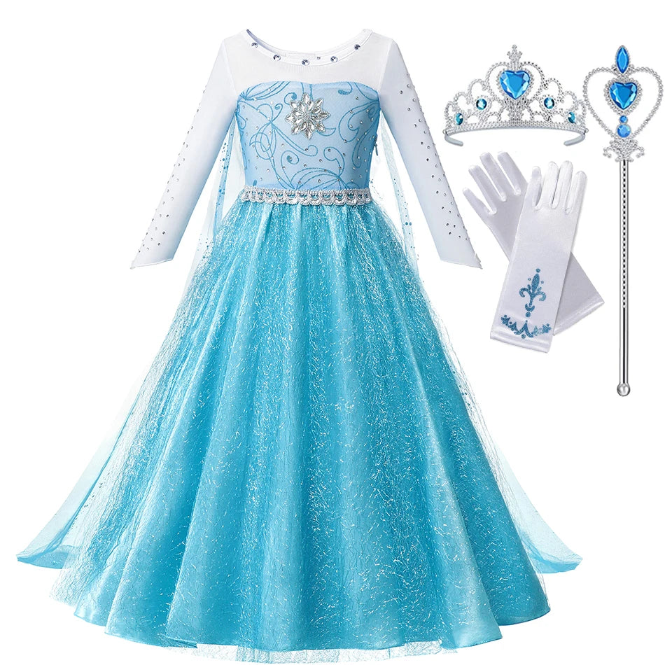 Summer Fancy Queen Elsa Anna Costume Girls