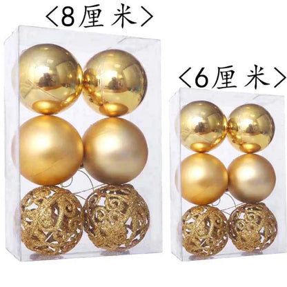 Colorful Hollow Christmas Tree Hanging Balls – 6pcs Electroplated Set