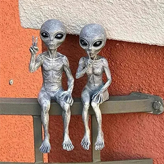Funny Resin Alien Statue Outdoor Garden