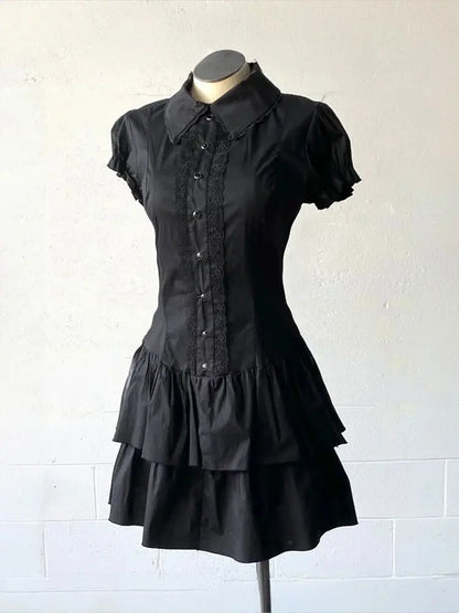 Summer Chic Vintage Black Short Sleeve Dress