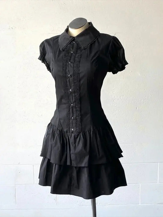 Summer Chic Vintage Black Short Sleeve Dress