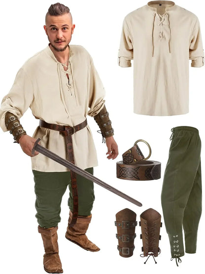 4 Pcs Halloween Men's Renaissance Costume Set