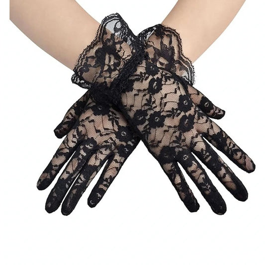 Vintage Women's Sheer Short Lace Gloves