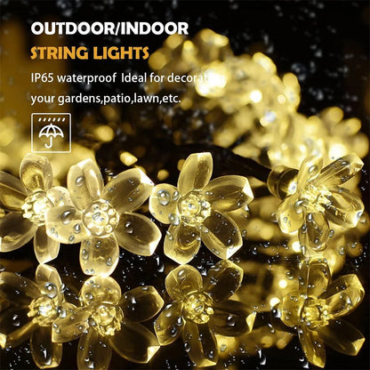 Outdoor Solar Flower String Lights Waterproof Fairy Light Decorations