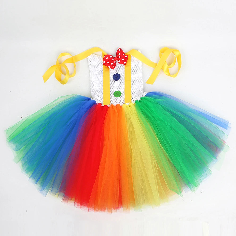 Rainbow Circus Clown Costume for Girls