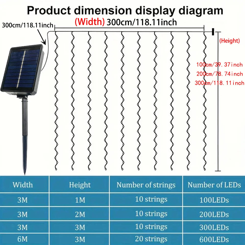 Solar Curtain Garland Led Lights