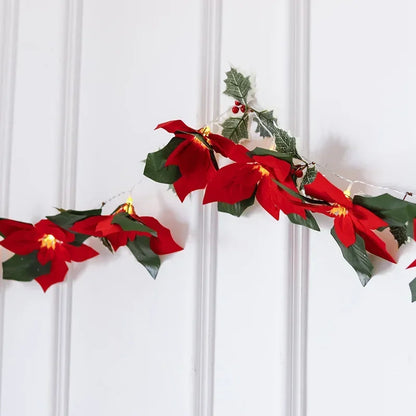 Christmas Poinsettia Garland Artificial Flower