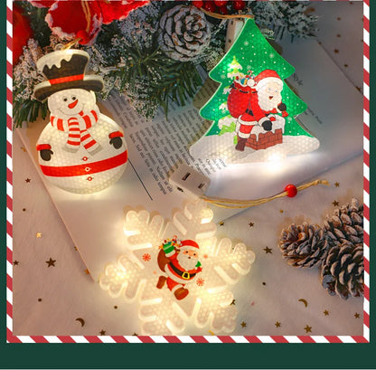 Santa Claus Lights Star Snowman Shape Hanging Ornament