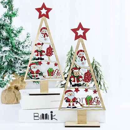 1PC Mini Wooden Christmas Tree Shape Tabletop