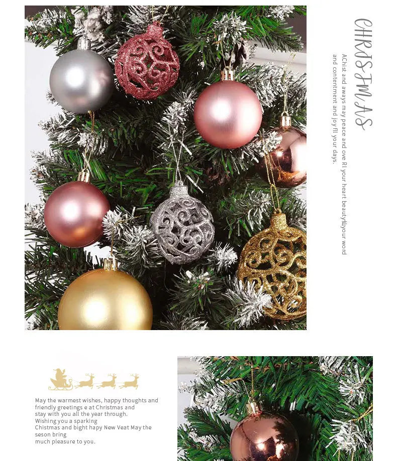 Colorful Hollow Christmas Tree Hanging Balls – 6pcs Electroplated Set