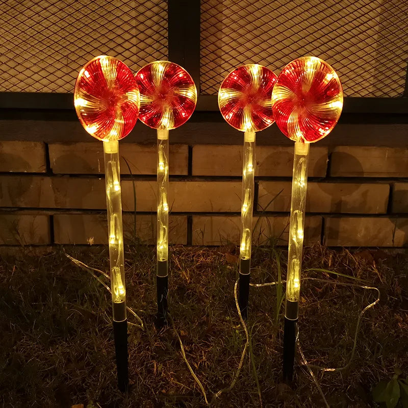 4 Pcs Solar Lights Lollipop Outdoor Lamps