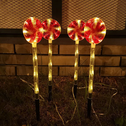 4 Pcs Solar Lights Lollipop Outdoor Lamps