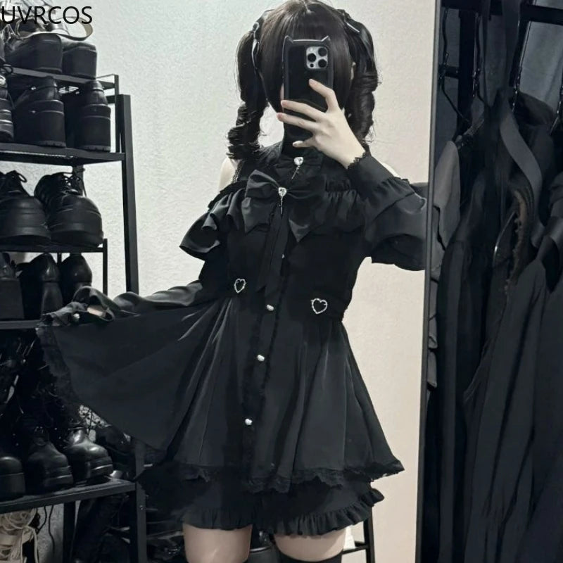 Japanese Gothic Y2k Lolita Style Bow Dress