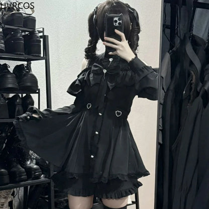 Japanese Gothic Y2k Lolita Style Bow Dress