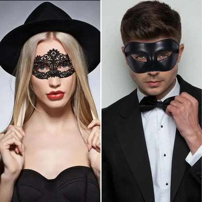 2pcs Elegant Black Lace Masquerade Mask