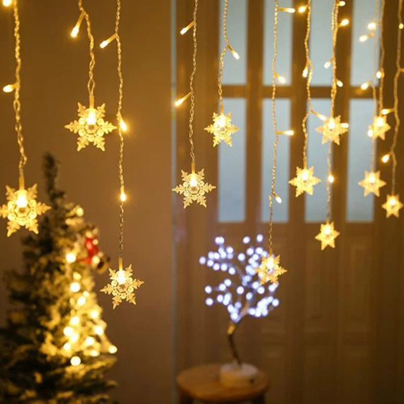 Led Snowflake Curtain Garland