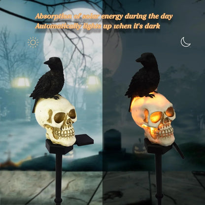 1pc Outdoor Skull & Crow Solar Lights