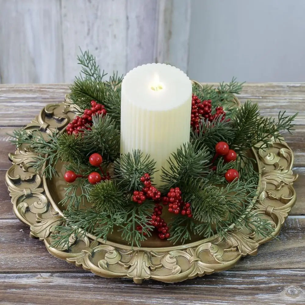 Artificial Flower Candle Wreath 25cm