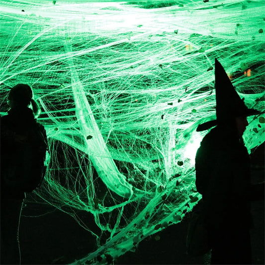 Artificial Spider Web White Stretchy Cobweb Glow