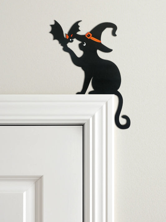Halloween Black Cat Door Topper Decor