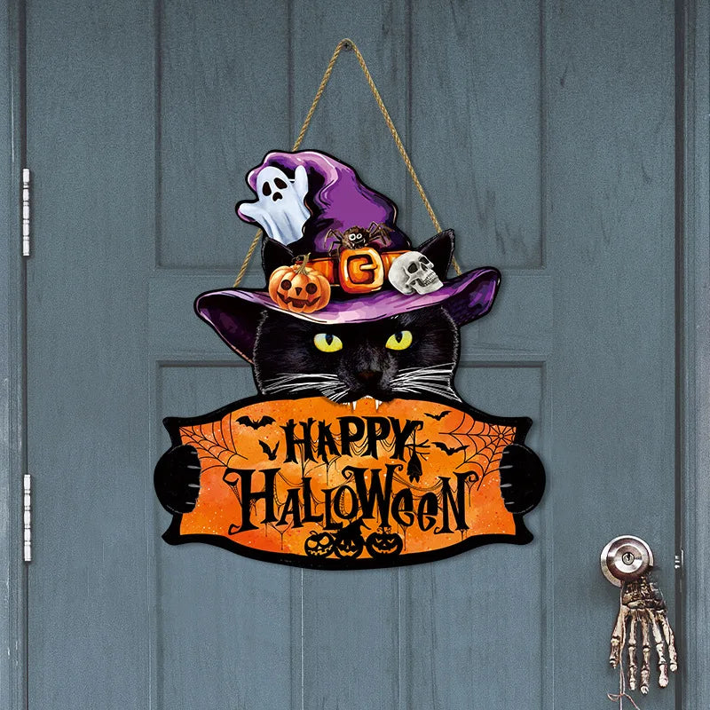 1pcs 2D Halloween Trick-or-Treat Wooden Sign