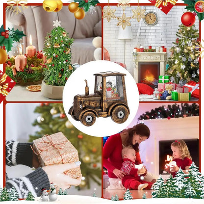 Christmas Snow Globes Vintage Bronze Tractor-Shaped Santa Claus Snowman Christmas Lantern