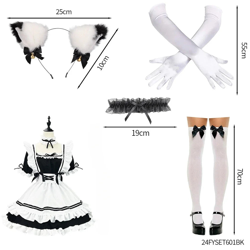Black White Lolita Maid Costume